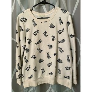 White sweater cute bunny print Forever 21 XL